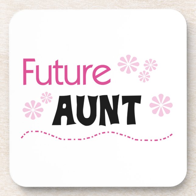 Future Aunt Black and Pink T-shirts and Gifts Coaster (Front)