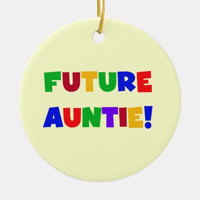 Future Auntie Primary Colours T-shirts and Gifts Ceramic Tree Decoration (Front)