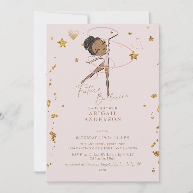 Future Ballerina Blush Baby Shower II Invitation (Front)