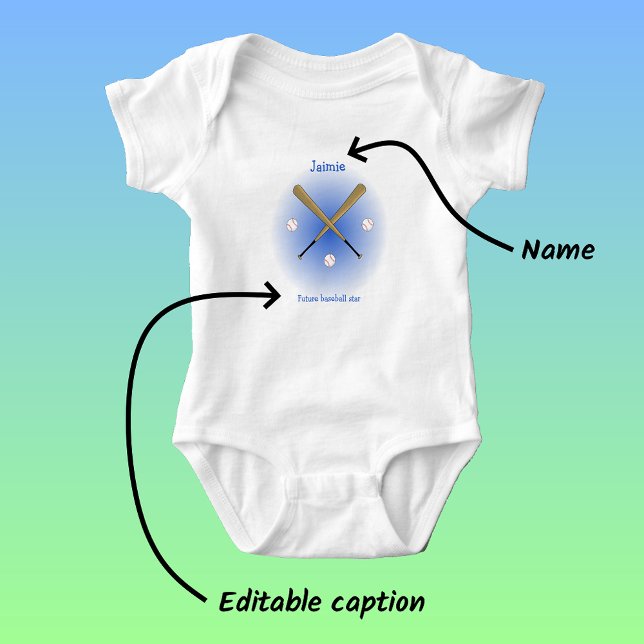 Future baseball star custom text baby bodysuit (Creator Uploaded)