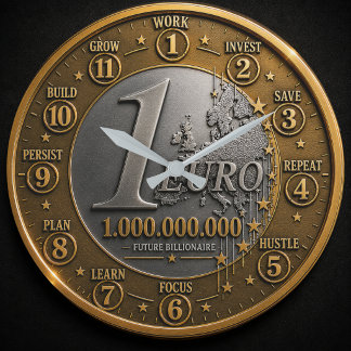 Future Billionaire Euro Coin Large Clock