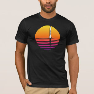 Future Bound Retro Sunset Rocket Synthwave T-Shirt
