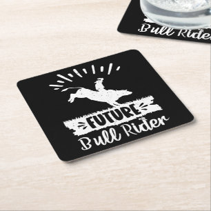Future Bull Rider Bull Riding Rodeo Gifts Ideas Square Paper Coaster