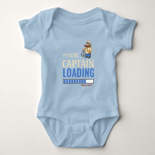 Future Captain Loading Cute Funny Personalised Boy Baby Bodysuit (Front)