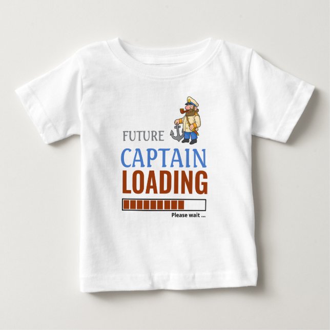 Future Captain Loading Cute Funny Personalised Boy Baby T-Shirt (Front)