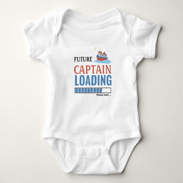 Future Captain Loading Funny Cute Personalised Baby Bodysuit (Front)