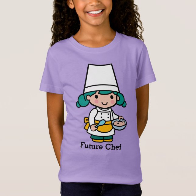 Future Chef/ Baker Girl in Apron cooking T-Shirt (Front)