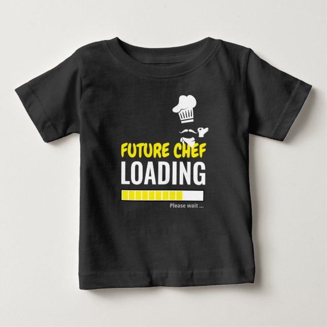 Future Chef Loading Black Funny Personalised Boy Baby T-Shirt (Front)