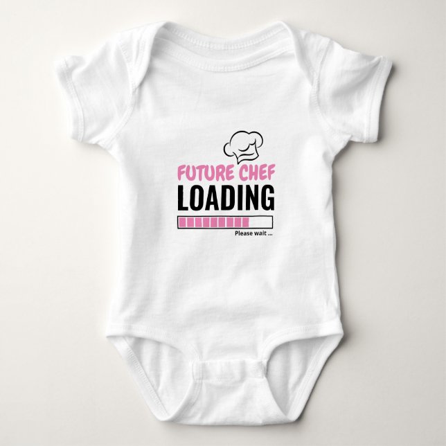 Future Chef Loading Cute Funny Personalised Unisex Baby Bodysuit (Front)