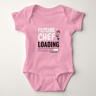 Future Chef Loading Pink Funny Make Your Own Girly Baby Bodysuit