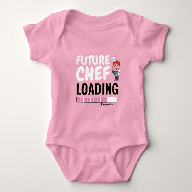 Future Chef Loading Pink Funny Make Your Own Girly Baby Bodysuit (Front)