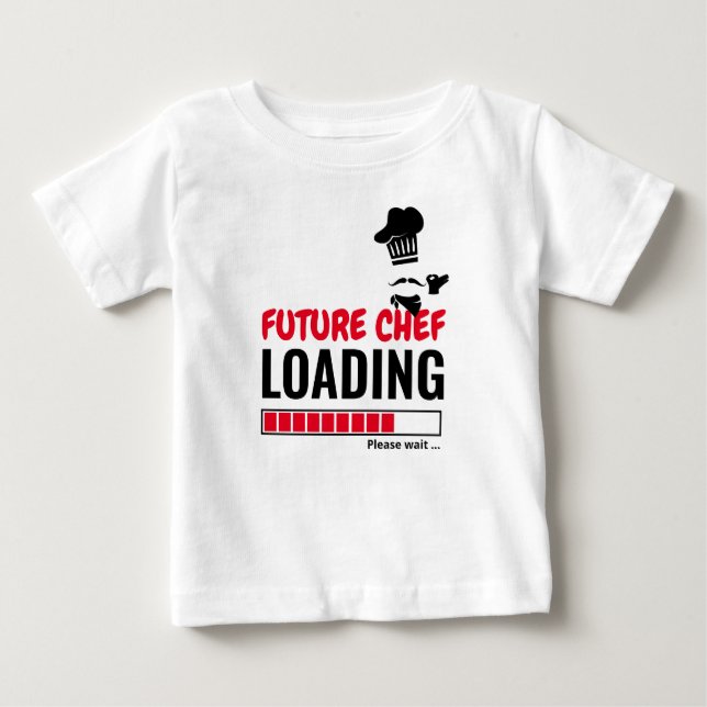 Future Chef Loading Stylish Funny Personalised Boy Baby T-Shirt (Front)