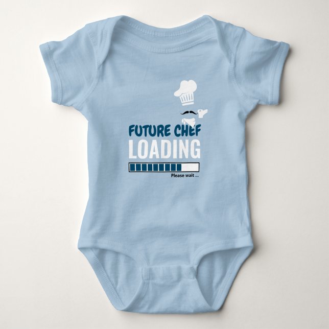 Future Chef Loading Trendy Funny Personalised Boy Baby Bodysuit (Front)