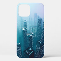 Future city downtown with skyscrapers in neon cybe