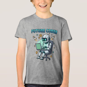 Future Coder – Cute Robot Coding Design Tri-Blend Shirt