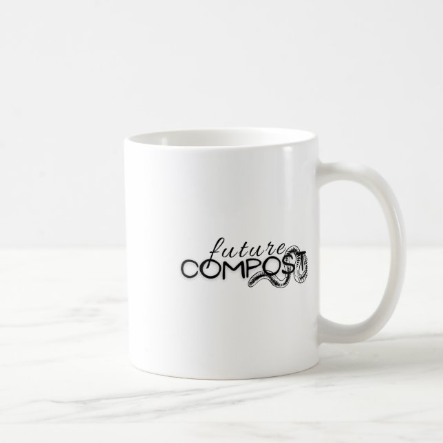 Future Compost With Worm (dark) Sticker  Coffee Mug (Right)