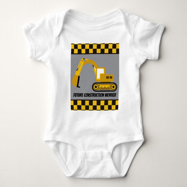 Future construction worker customisable boys baby bodysuit (Front)