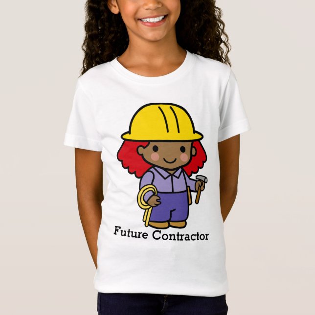 Future Contractor Girl with hammer and rope T-Shirt (Front)