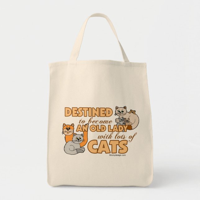 Future Crazy Cat Lady Funny Saying Design Tote Bag (Front)