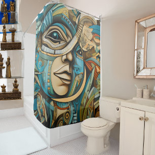 Future Cubist Art Deco Abstract Shower Curtain