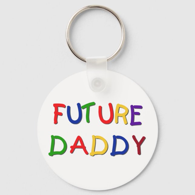 Future Daddy Primary Colours Tshirts and Gifts Key Ring (Front)