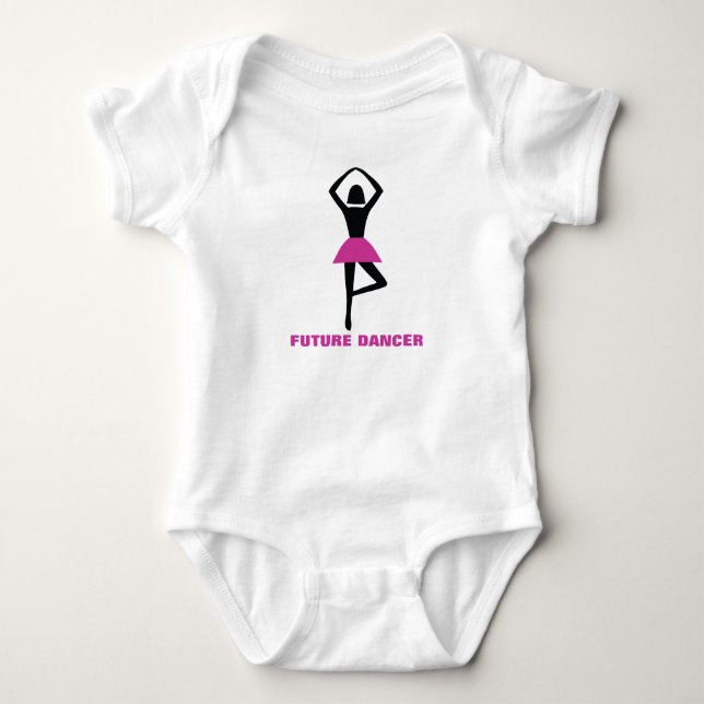 Future dancer, ballerina black, hot pink custom baby bodysuit (Front)