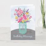 Future Daughter-in-Law Birthday Blessings Jar Vase Card<br><div class="desc">Send your Future Daughter-in-Law blessings not just on her birthday but throughout the year. Pretty watercolor-looking flowers in a mason jar vase are set on a striped tablecloth. Perfect religious birthday card for your Future Daughter-in-Law.</div>