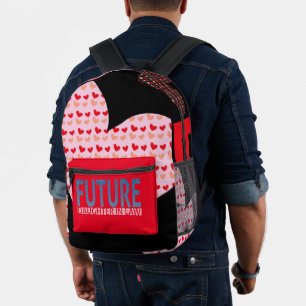 future daughter in law, red black gray love letter printed backpack