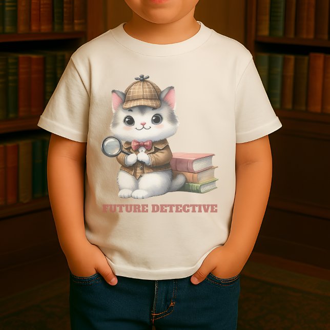 Future Detective Kitten Baby T-Shirt (Purrlock Kitten future detective in situ)