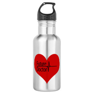 Future Doctor Red EKG Heart 532 Ml Water Bottle