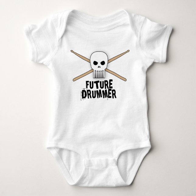 Future Drummer Skull Rocker Infant Baby Bodysuit (Front)