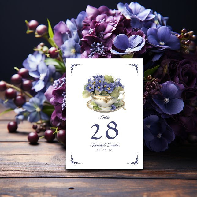 Future Dusk Common Evening Primrose Floral Wedding Table Number (Future Dusk Wedding)
