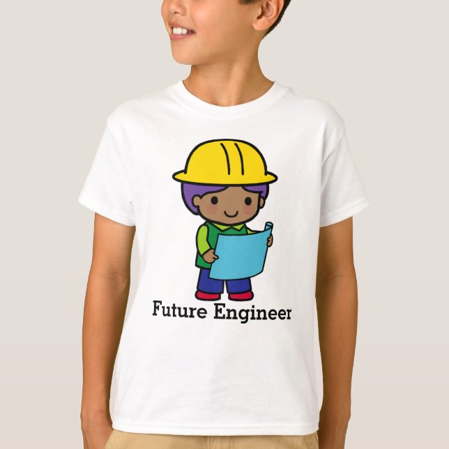Future Engineer boy in yellow hardhat T-Shirt (Front)