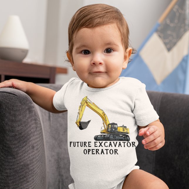 Future Excavator Equipment Operator Yellow Baby Baby Bodysuit (Creator Uploaded)