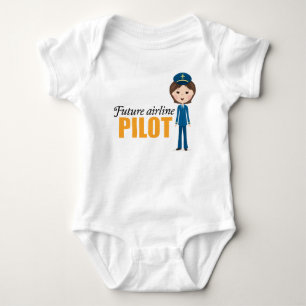 Future female airlane pilot cartoon girl baby bodysuit