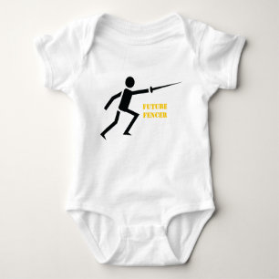 Future fencer black silhouette fencing custom baby bodysuit