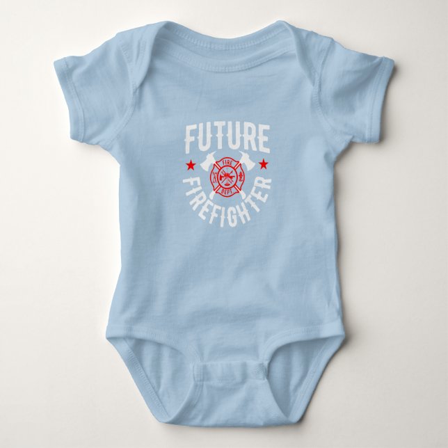 Future firefighter cute baby boy girl fireman baby bodysuit (Front)
