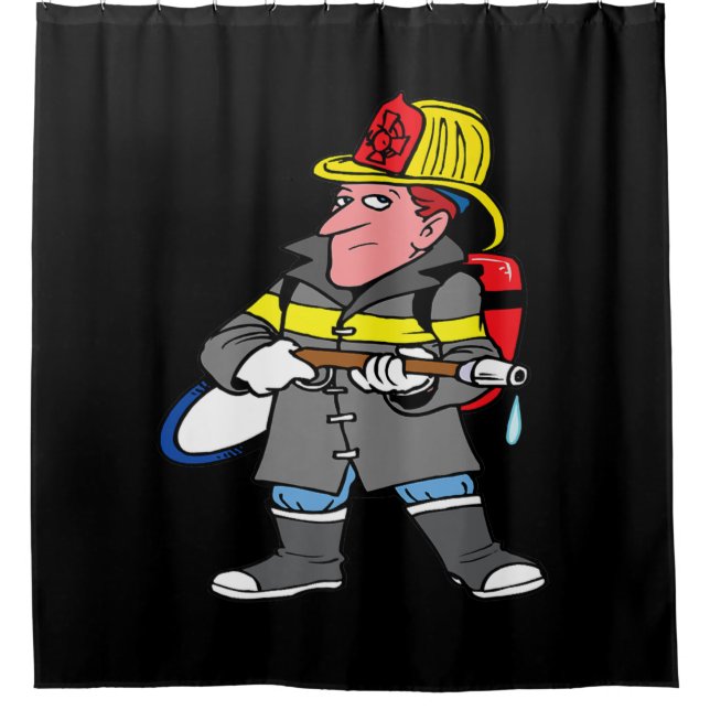 Future Firefighter Hose Jacket & Helmet Rescue Shower Curtain (Front)