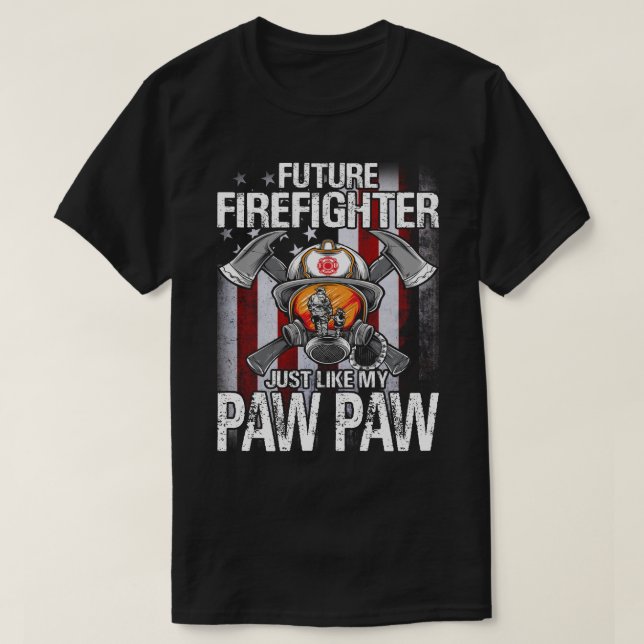 Future Firefighter Like My PAW PAW US Flag T-Shirt (Design Front)