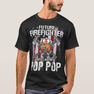 Future Firefighter Like My POP POP US Flag T-Shirt