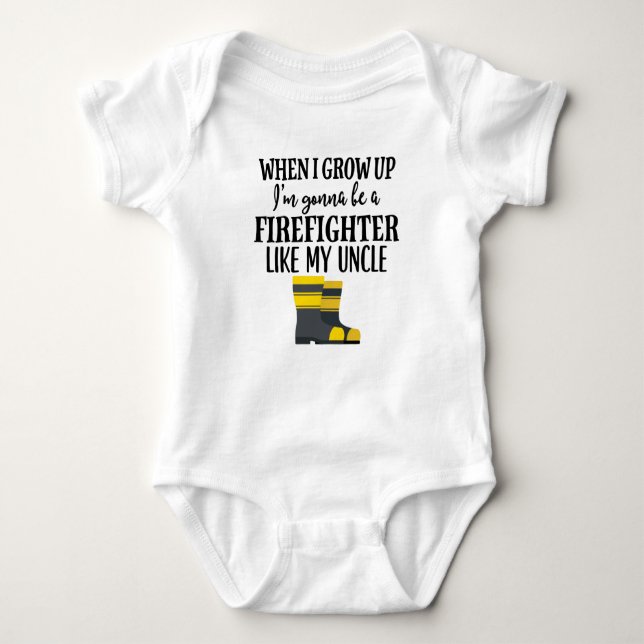 Future Firefighter Like My Uncle Childs Gift Baby Bodysuit (Front)