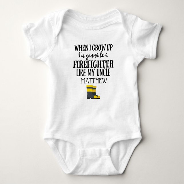 Future Firefighter Like My Uncle Personalised Baby Bodysuit (Front)