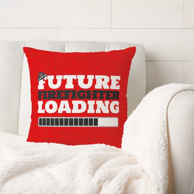 Future Firefighter Loading Brick Firetruck Décor Cushion (Future Firefighter Loading Firetruck Firefighter Décor Throw Pillow - Fire Truck Bedroom or Nursery)