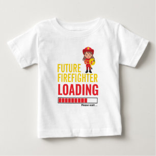 Future Firefighter Loading Cute Girl Personalised Baby T-Shirt