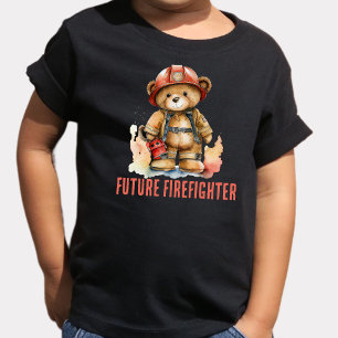 Future Firefighter Watercolor Fireman Teddy Bear Toddler T-Shirt