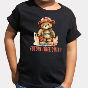 Future Firefighter Watercolor Fireman Teddy Bear  Toddler T-Shirt