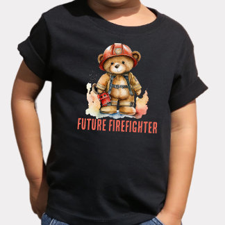 Future Firefighter Watercolor Fireman Teddy Bear Toddler T-Shirt