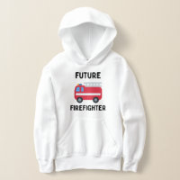 Future firefighter with black text and fire truck 