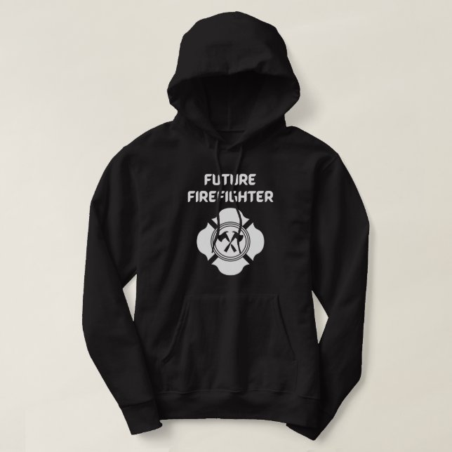 Future firefighter with fire department white text hoodie (Design Front)