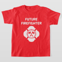 Future firefighter with fire department white text